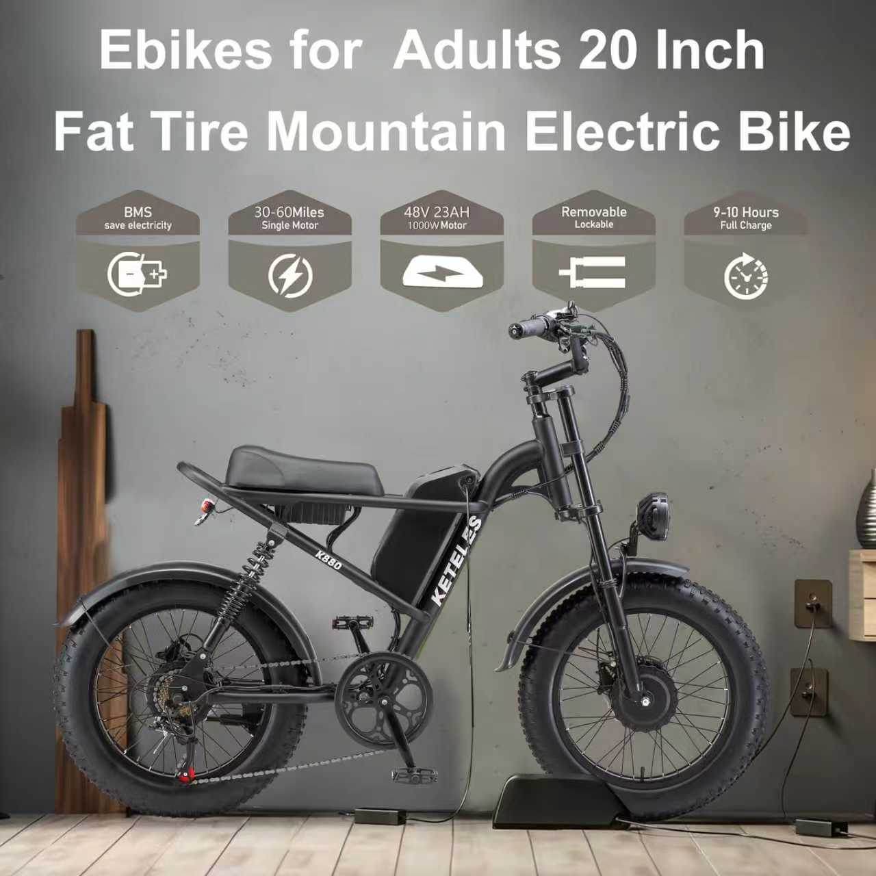 Keteles K880 2000W 48V23Ah 20*4" Tire E-Bike
