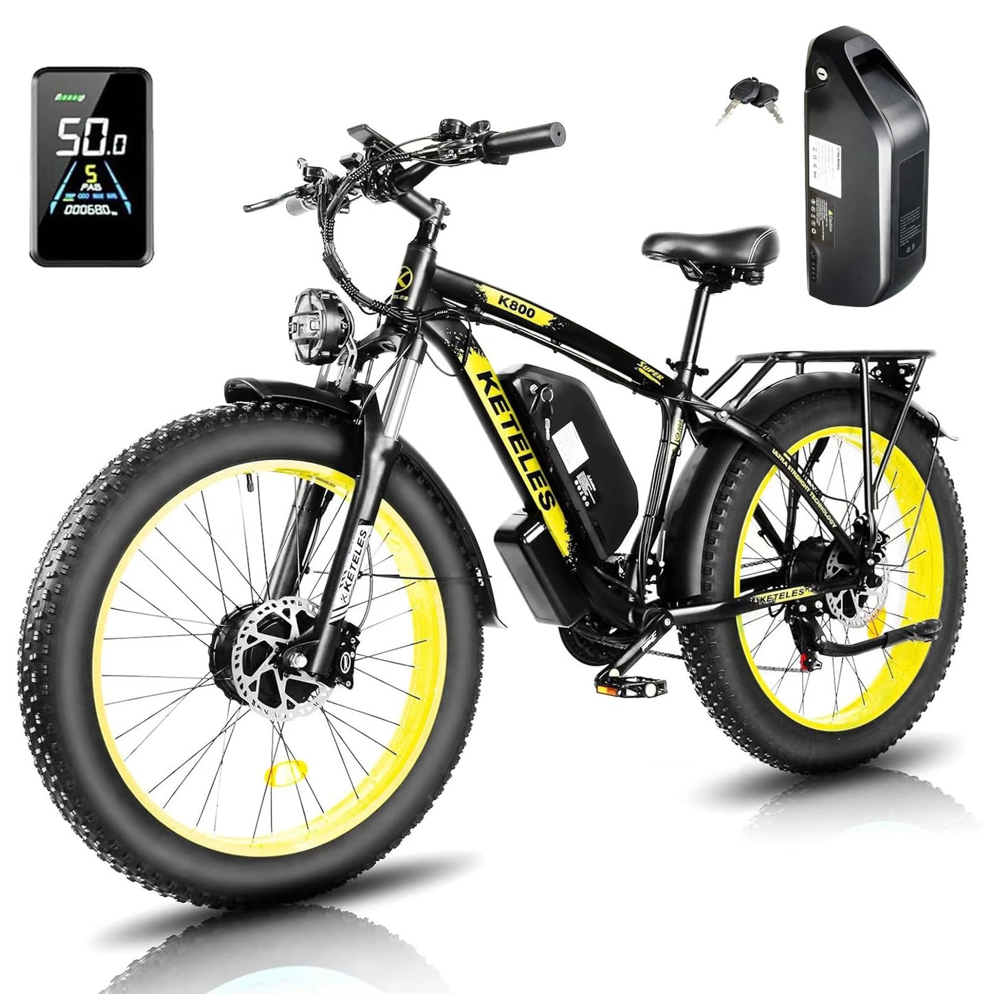 KETELES K800 2×1000W dual Motors Electric Bike 23AH Battery Electric 26" Inch Fat Tire E-Bike