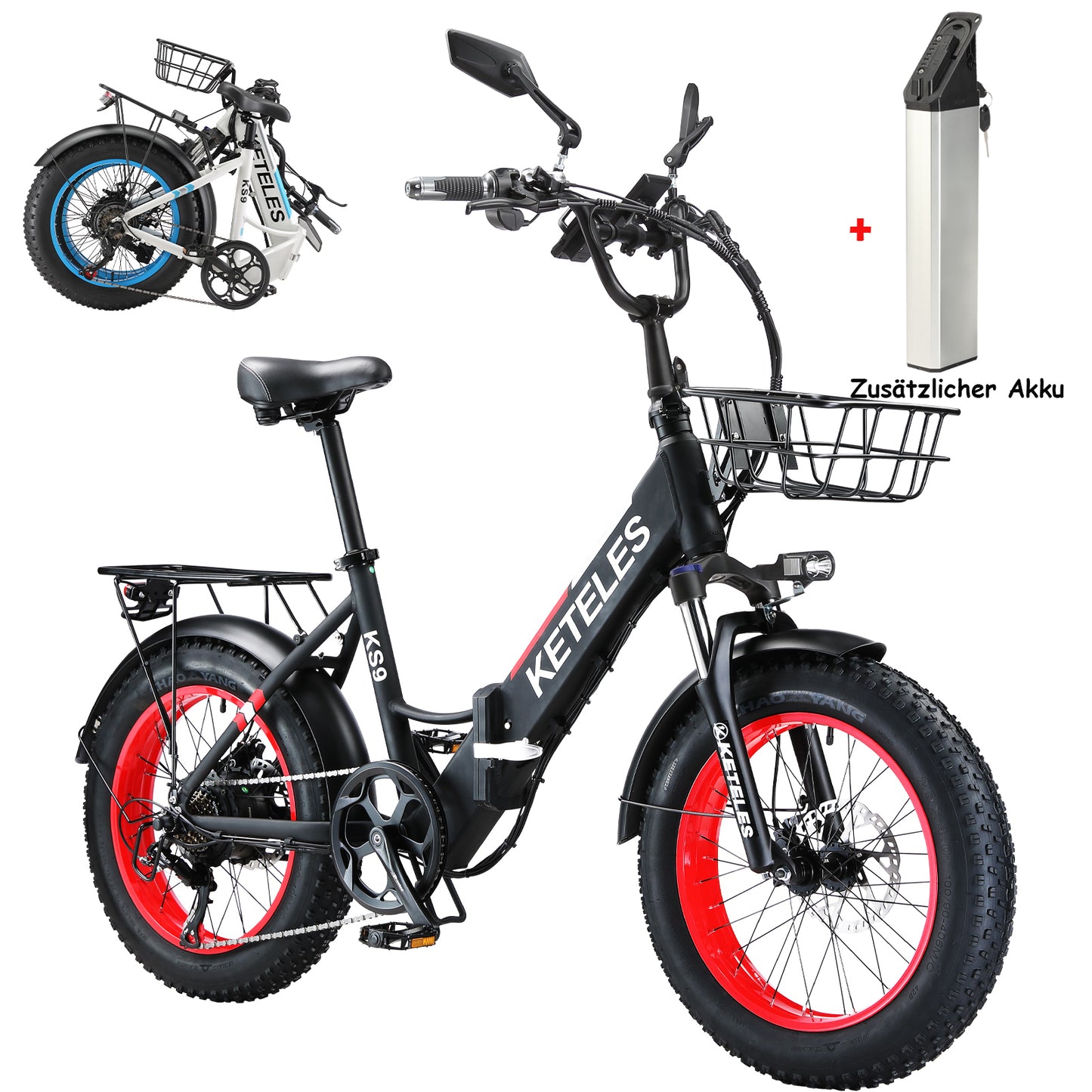 KETELES KS9 Folding Bike 20", 48V/1000W Motor, 17.5Ah Battery, Hydraulic Disc Brakes