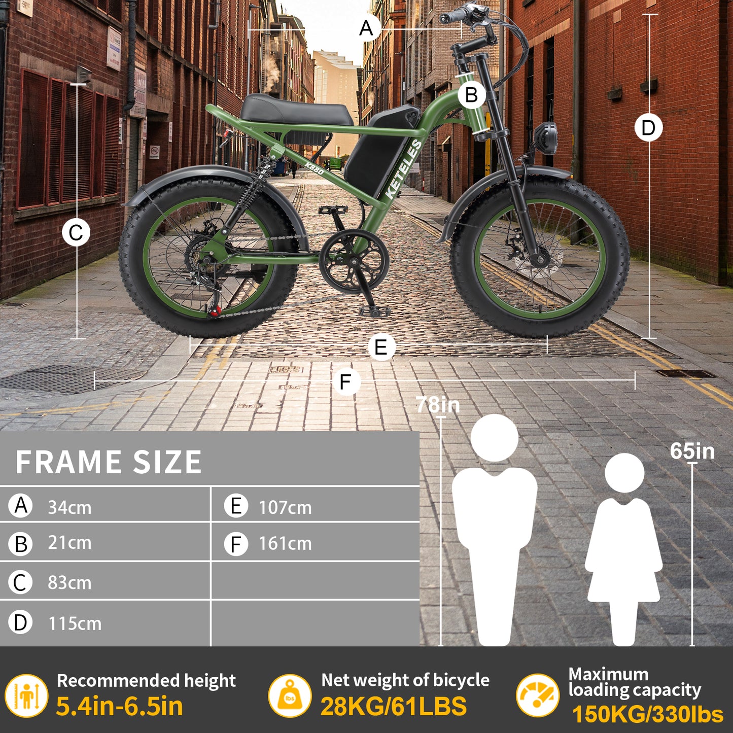Keteles K880 48V 23Ah 1000W Fatbike