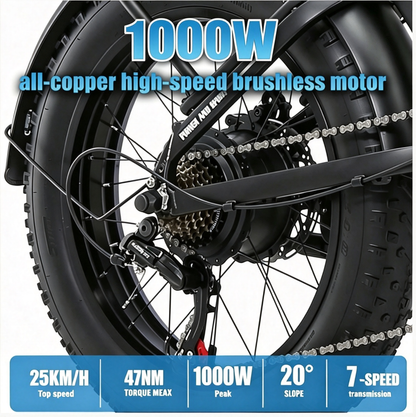 KETELES KF10 48V 1000W 20 Inch Fat Tire Takeaway Delivery Folding Ebike