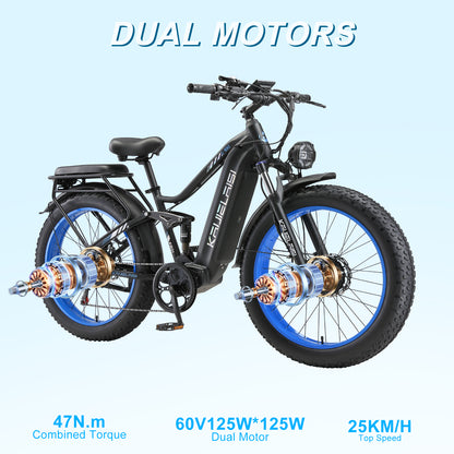 KETELES KAIJIELAISI K801  250W dual Motors 60V 35AH 26" Fat Tire E-Bike