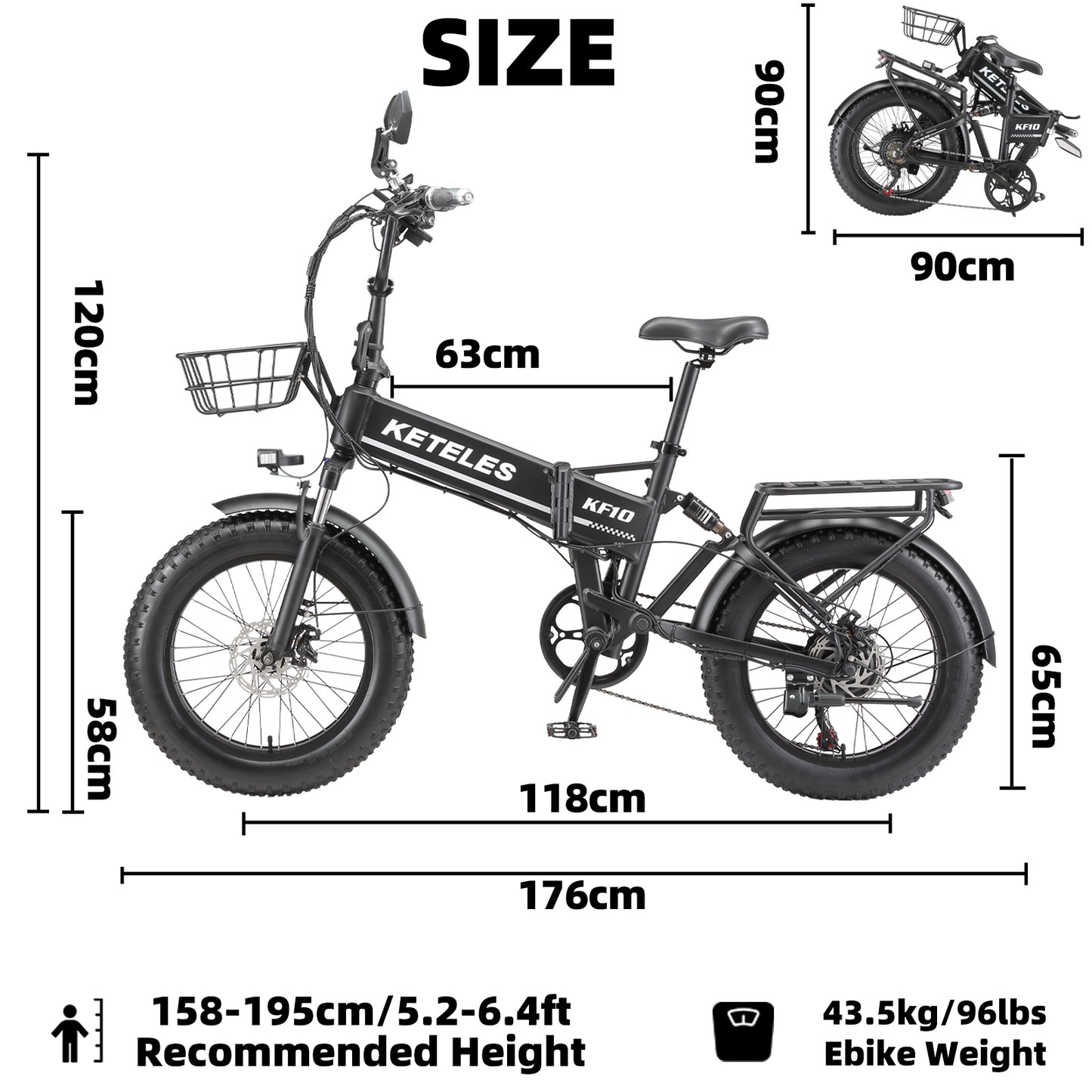 KETELES KF10 48V 250W 20 Zoll Fatbike-Faltrad