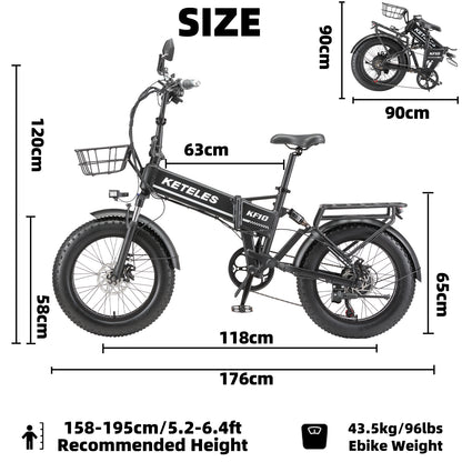 KETELES KF10 48V 250W 20 Zoll Fatbike-Faltrad