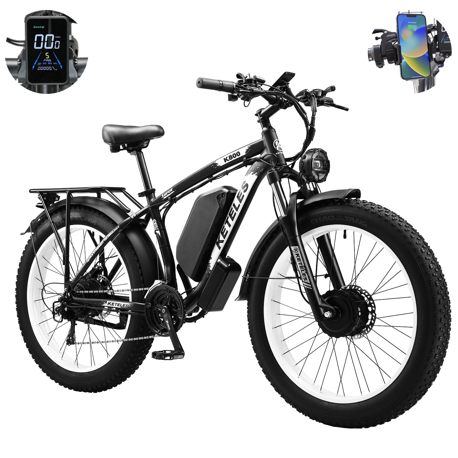 KETELES K800 2000W デュアルモーター電動バイク 48V 23AH ファット e