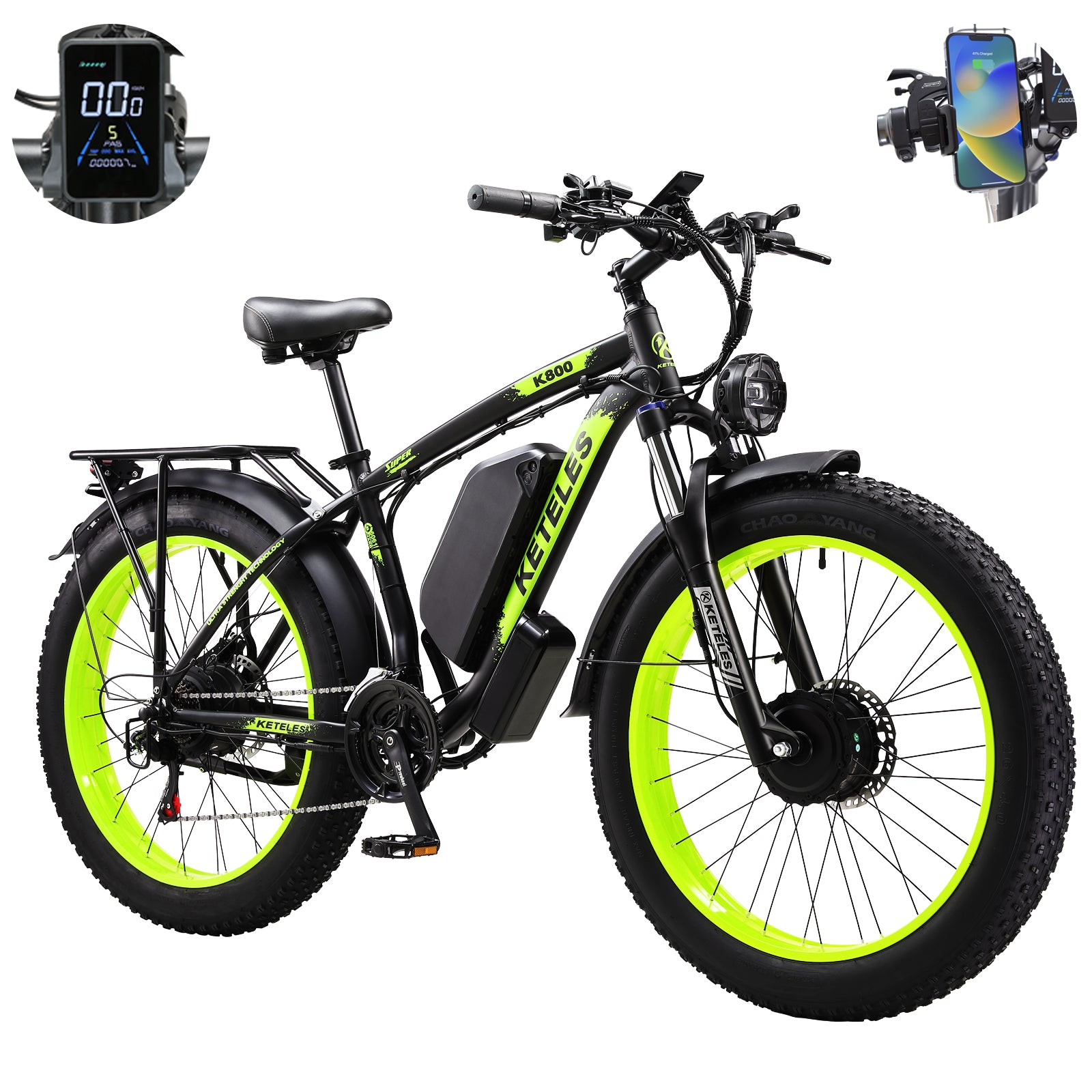 KETELES K800 2000W デュアルモーター電動バイク 48V 23AH ファット e