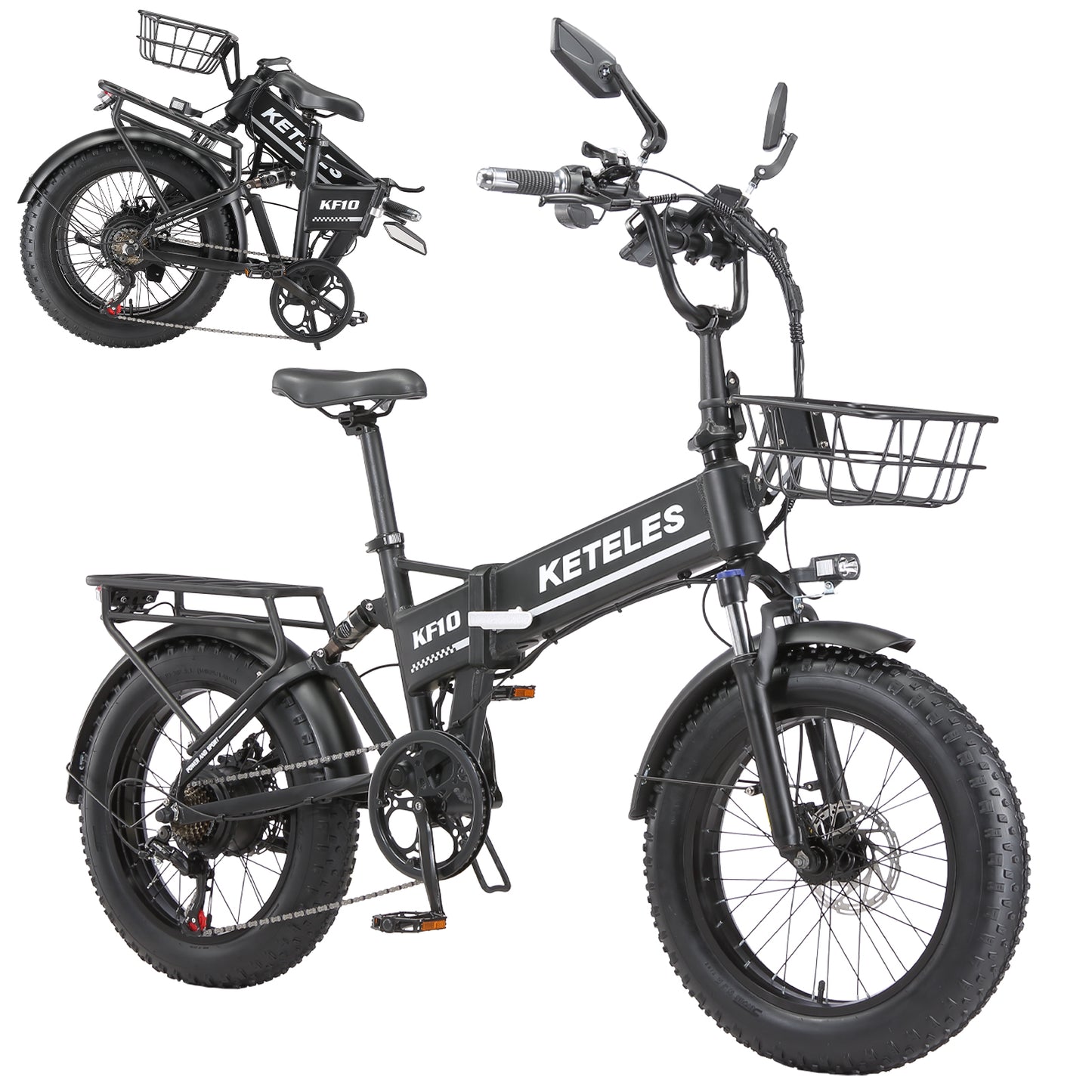 KETELES KF10 48V 1000W 20 Inch Fat Tire Takeaway Delivery Folding Ebike