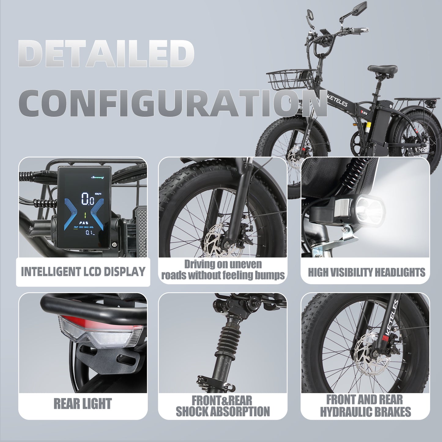KETELES KF6 1000W 48V 23AH 20 Inch Fat Tire Folding Ebike