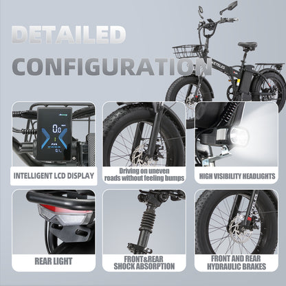 KETELES KF6 1000W 48V 23AH 20 Inch Fat Tire Folding Ebike