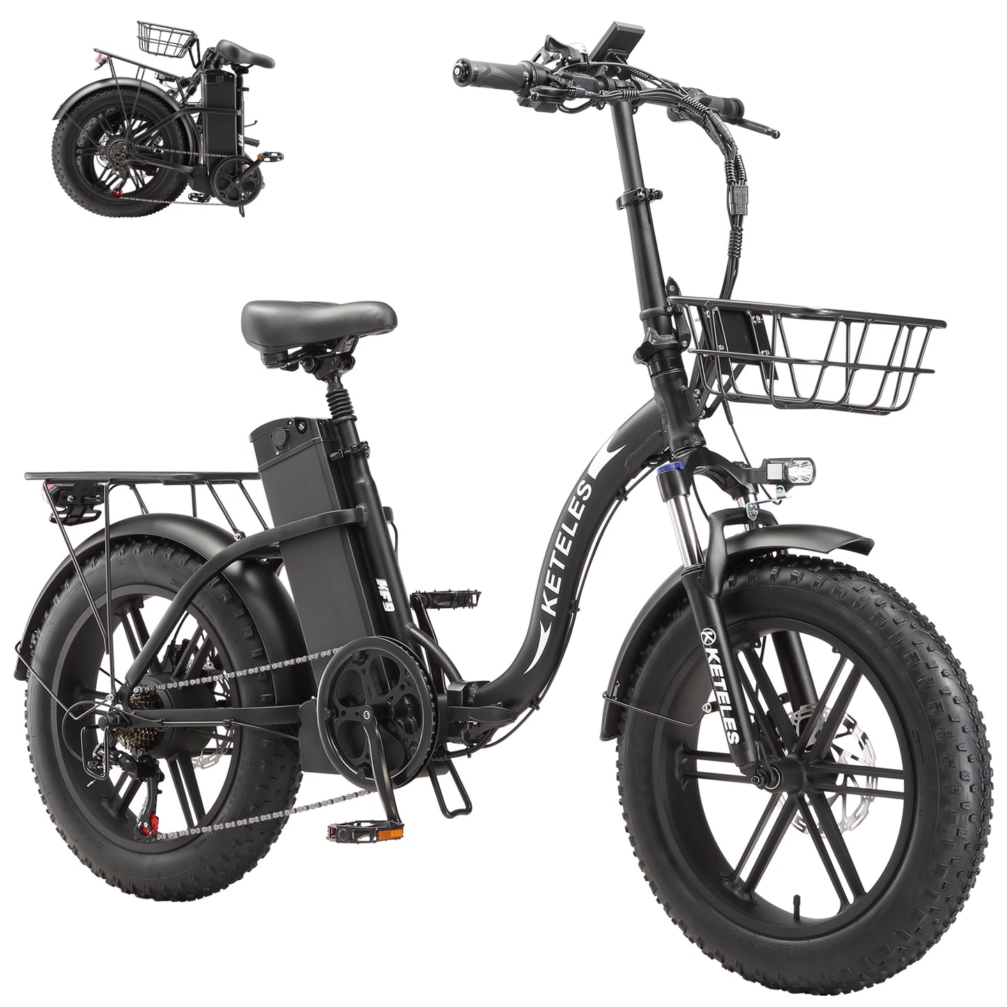 KETELES KF9 1000W 35AH 20 Inch Fat Tire Folding Electric Bicycle