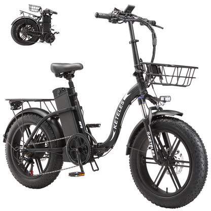 KETELES KF9 1000W 35AH 20 Inch Fat Tire Folding Electric Bicycle