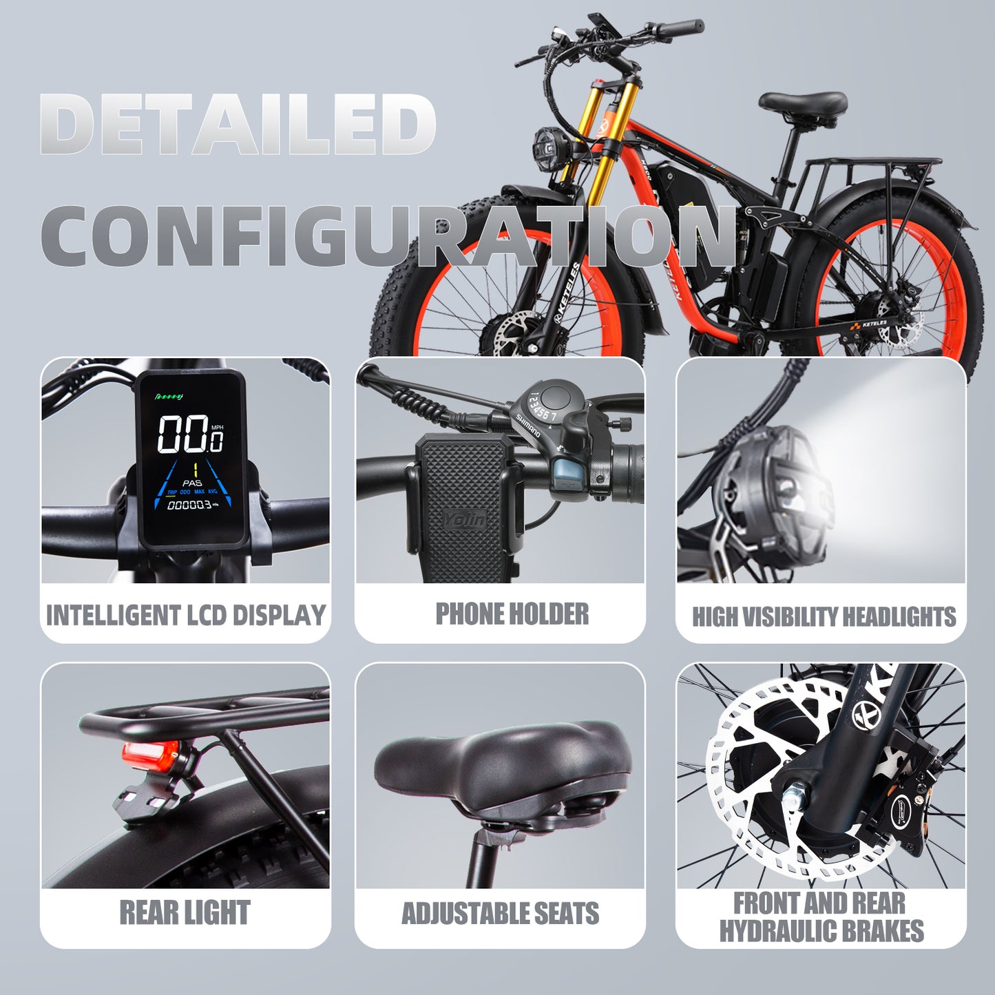 KETELES K800 Pro 2000W Electric Bike Dual Motor 48V 26AH Battery
