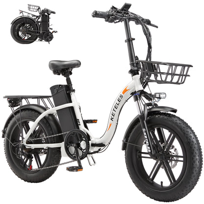 KETELES KF9 1000W 35AH 20 Inch Fat Tire Folding Electric Bicycle