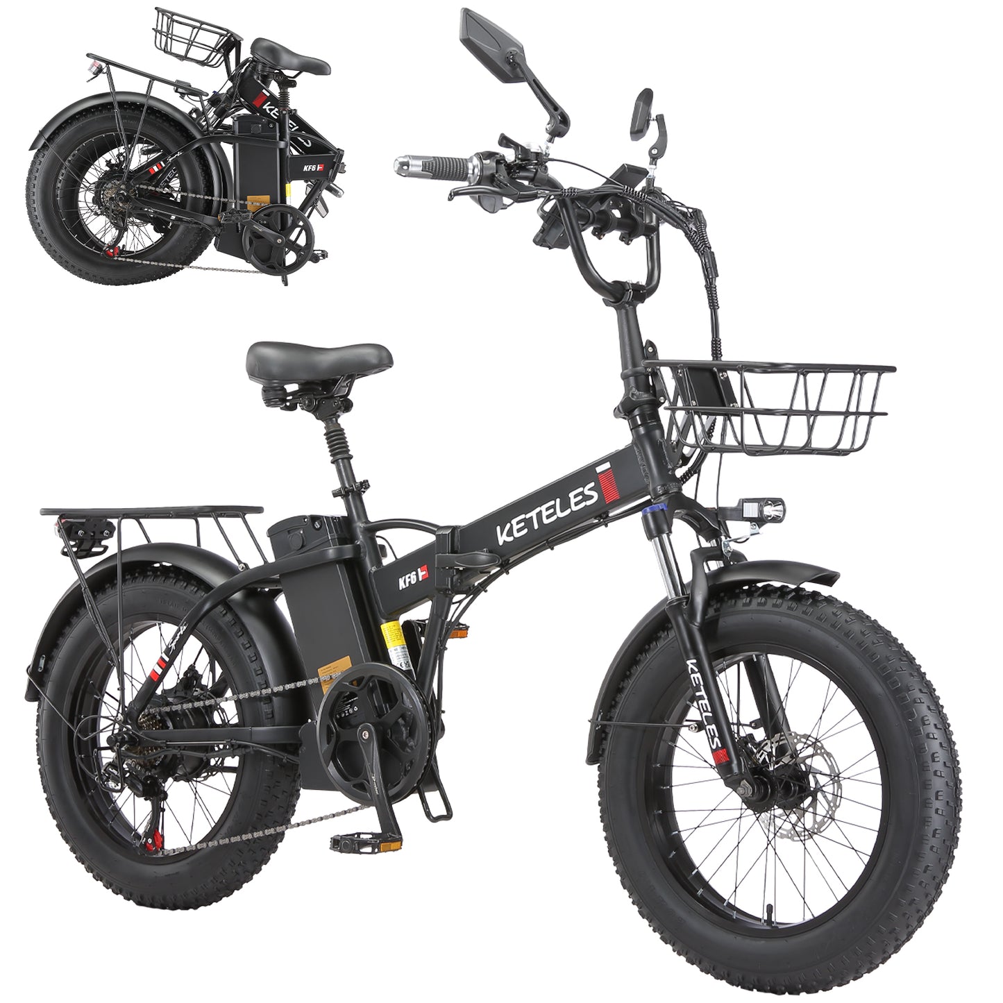 KETELES KF6 1000W 48V 23AH 20 Inch Fat Tire Folding Ebike