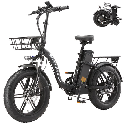 KETELES KF9 1000W 35AH 20 Inch Fat Tire Folding Electric Bicycle