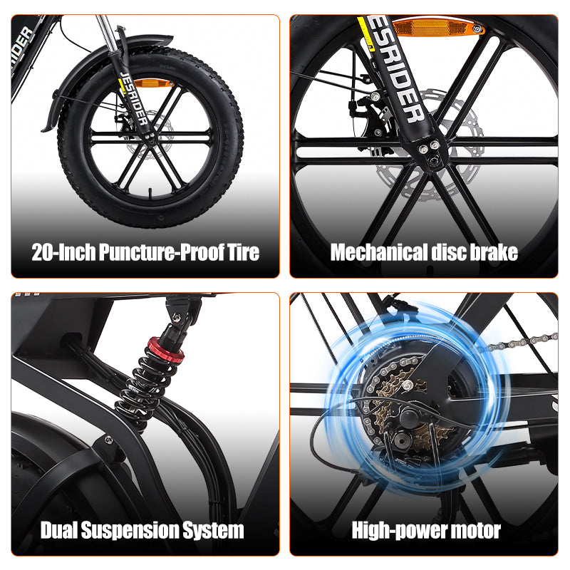JESRIDER G550 All-Terrain E-Bike for Adults, 48V 20Ah Removable Battery, 20"x4 Fat Tire, Full Suspension