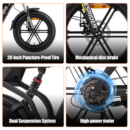 JESRIDER G550 All-Terrain E-Bike for Adults, 48V 20Ah Removable Battery, 20"x4 Fat Tire, Full Suspension
