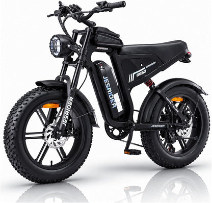 JESRIDER G650 Mountain E-Bike for Adults, 20"×4 Fat Tyre, Full Suspension All Terrain, 48V 20Ah Removable Battery, Up to 60 km Range, 25km/h Pedal Assist