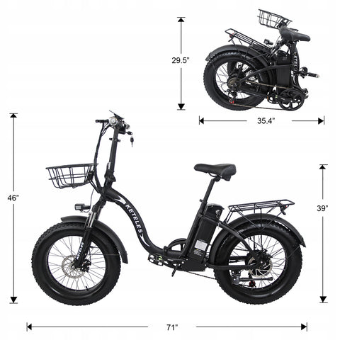 KETELES KF9 1000W 20 Inch Fat Tire Folding Electric Bicycle