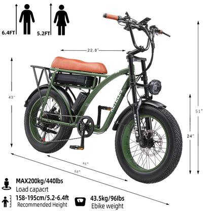 KETELES KF8 48V 1000W Fat Tire Electric Bike