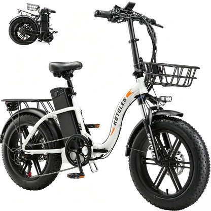 KETELES KF9 1000W 35AH 20 Inch Fat Tire Folding Electric Bicycle