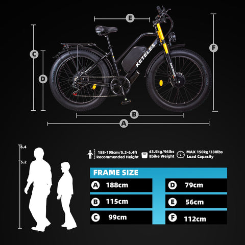 KETELES XF4000 Electric Bike 2000W Dual Motor 48V 23AH Fat Tire