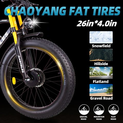 KETELES XF4000 Electric Bike 2000W Dual Motor 48V 23AH Fat Tire